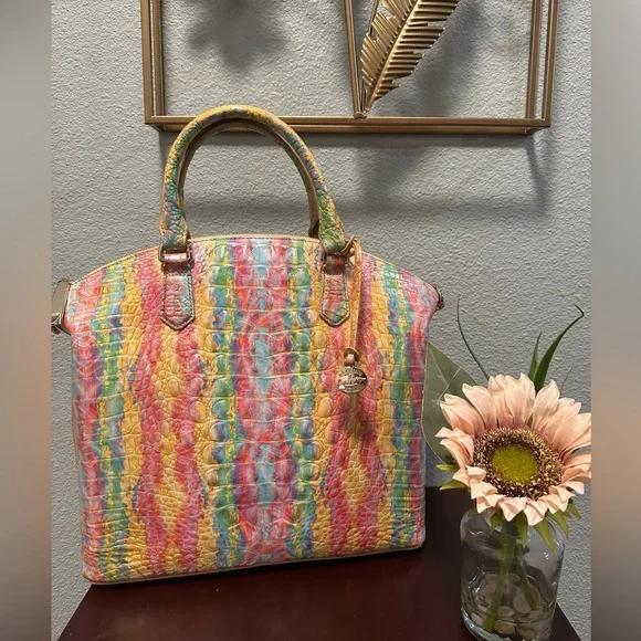 ❌SOLD❌NWT BRAHMIN - Large Duxbury Saltwater Taffy Chromatic Leather Satche - Picture 1 of 4